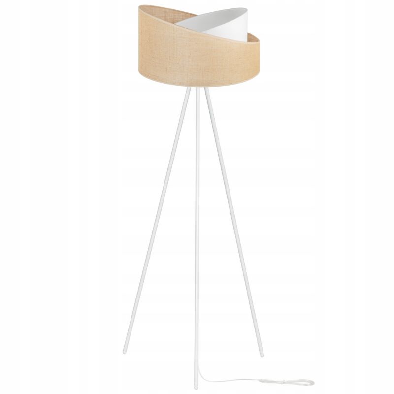 Lampa podłogowa trójnóg Light Home LH Juta Drewno 1x E27 60W nogi cienkie biały/naturalny 1szt.