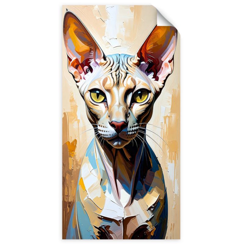 Naklejki samoprzylepne do salonu sypialni Feeby Sfinks Kolorowy Kot 100x200cm 1szt