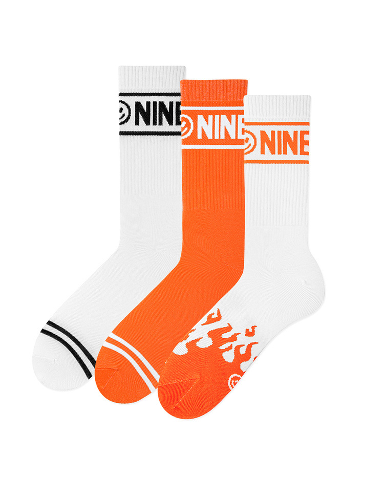 Skarpetki męskie długie | Zestaw crew white flames | Nineties Collection | ZOOKSY