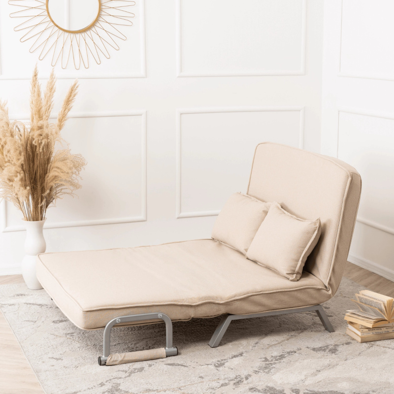 Fotel dwuosobowy rozkładany z funkcją spania do salonu beżowy BRADO