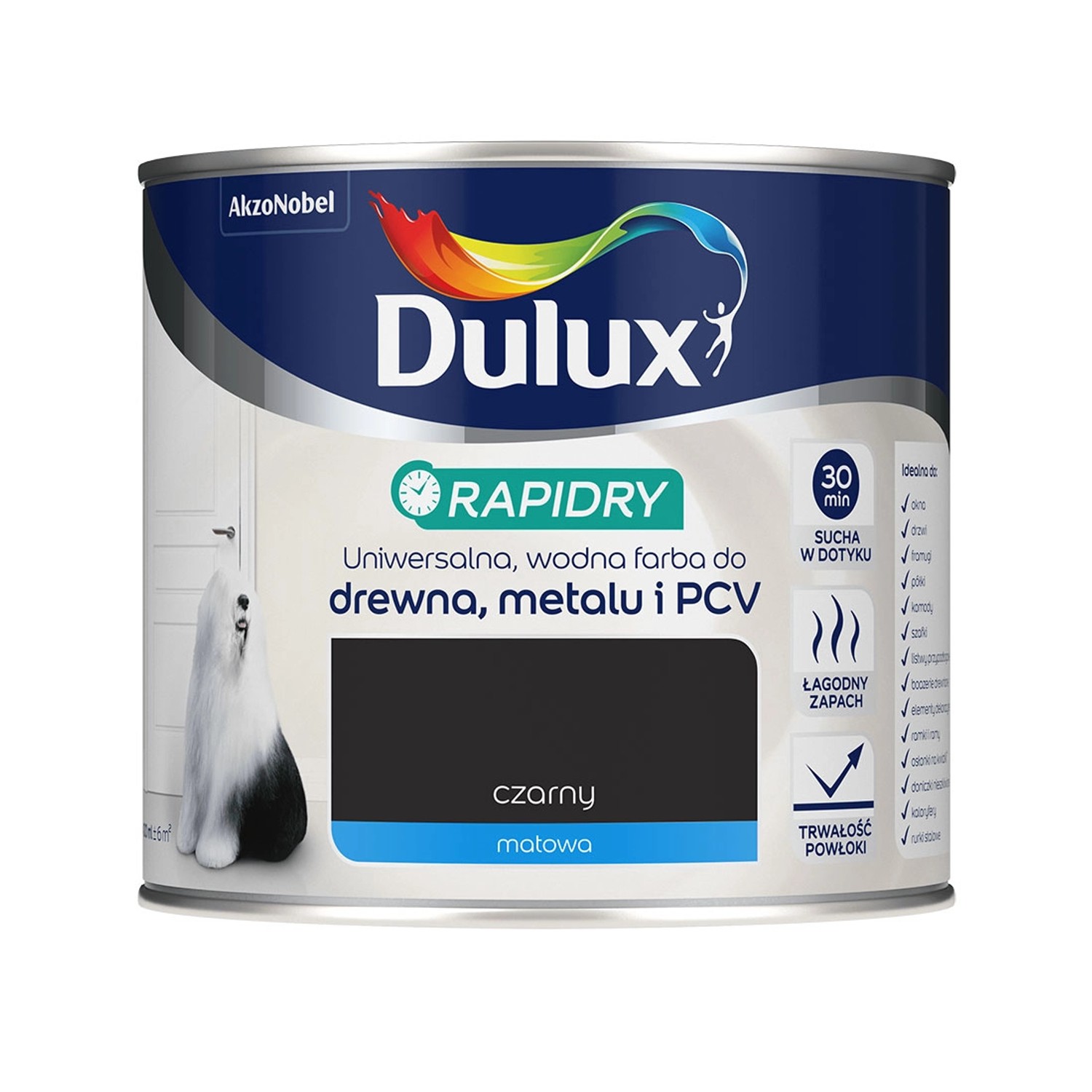 Dulux Farba akrylowa Rapidry czarny mat 400 ml