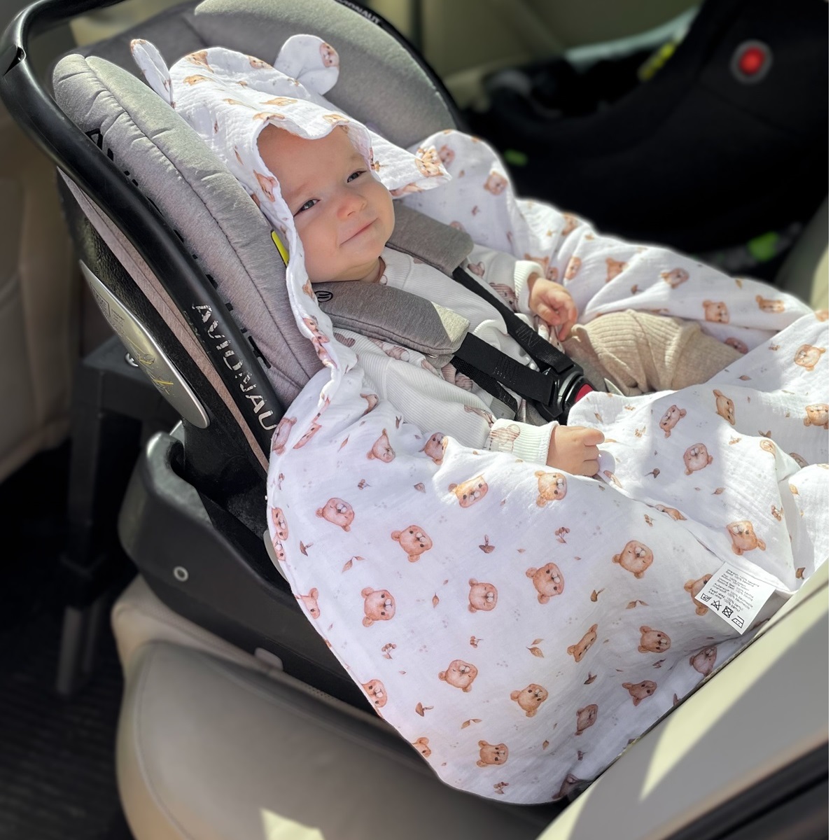 Muślinowy otulacz do fotelika Teddy Bear IF