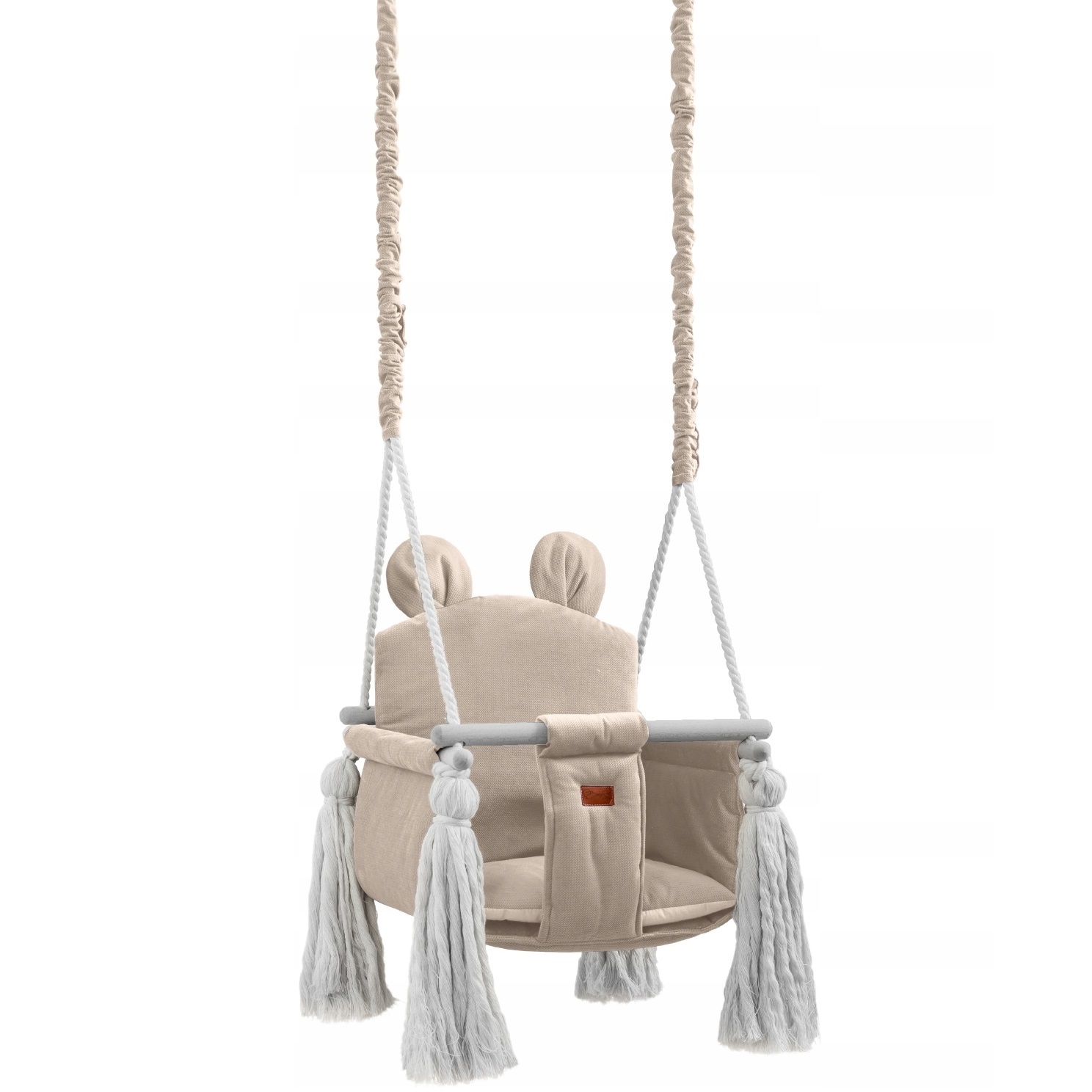 Huśtawka wisząca dla dziecka do domu i ogrodu Miś kubełkowa beżowa BR