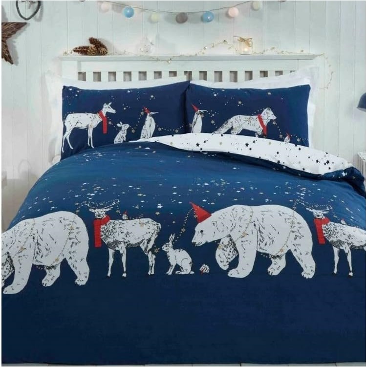 Komplet pościeli świątecznej Niedźwiedź polarny i przyjaciele 140x200cm MA