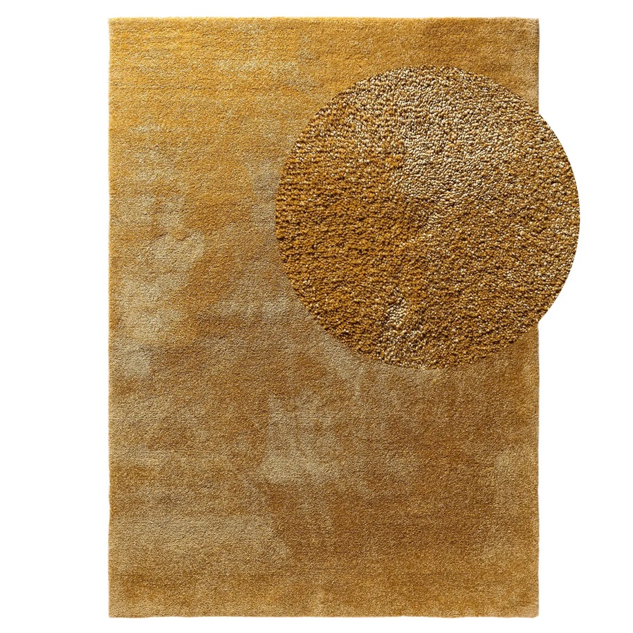 Dywan shaggy nadający się do prania Melvin żółty BEN - Okrągły - 200