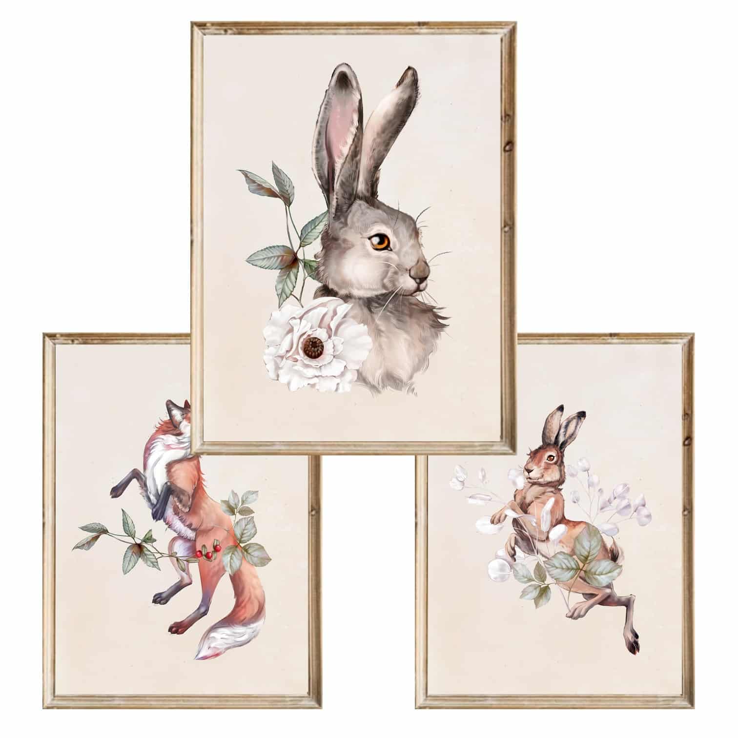 Zestaw trzech plakatów dla dzieci Sparkling Animals - A4