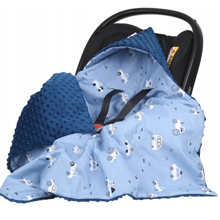 Otulacz do fotelika Autka granat i minky AL