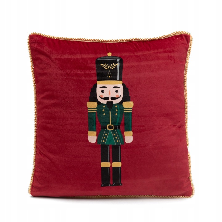 Poszewka świąteczna welwetowa z motywem dziadka do orzechów NUTCRACKER 45x45 cm al