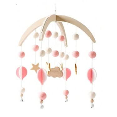 Karuzela do łóżeczka Pompony pudrowy róż NS