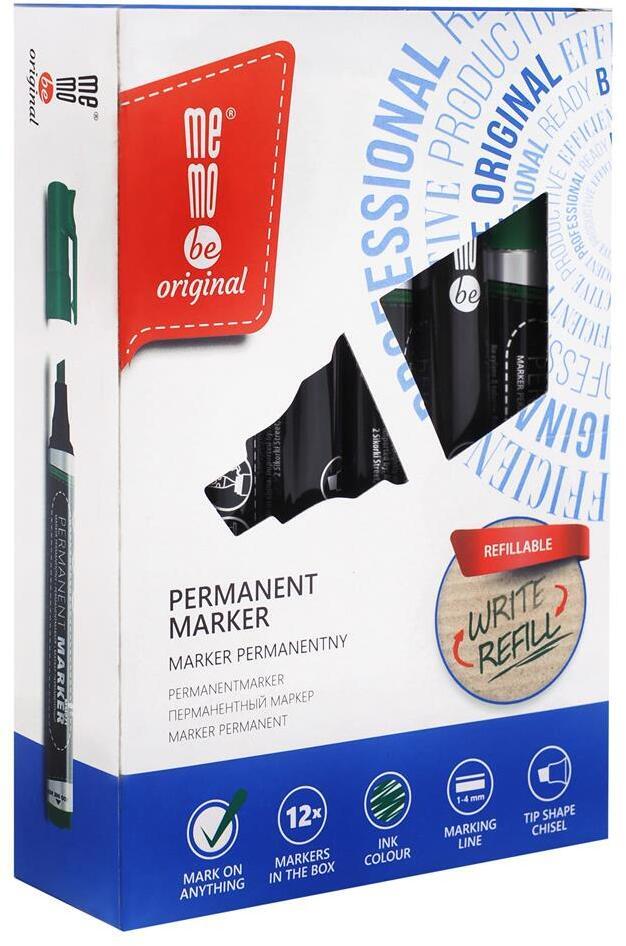 12x Marker permanentny MemoBe, ścięta, zielony