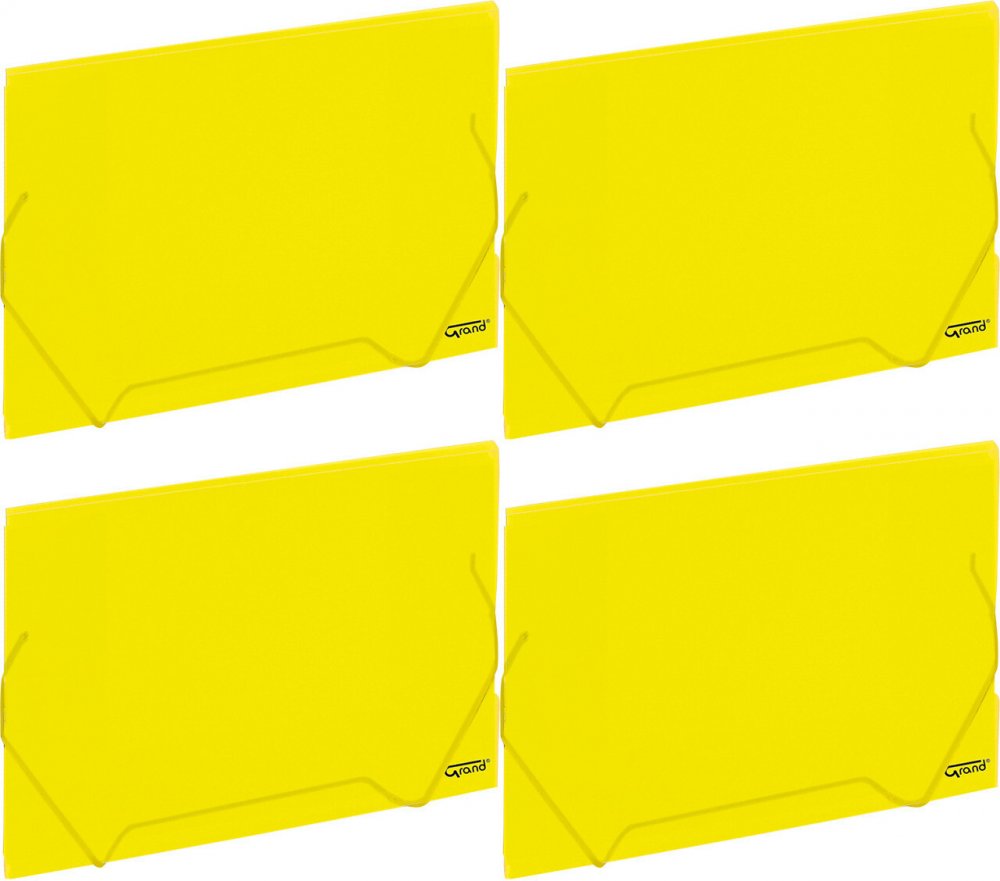 4x Teczka plastikowa z gumką Grand ZP-041, A4, żółty