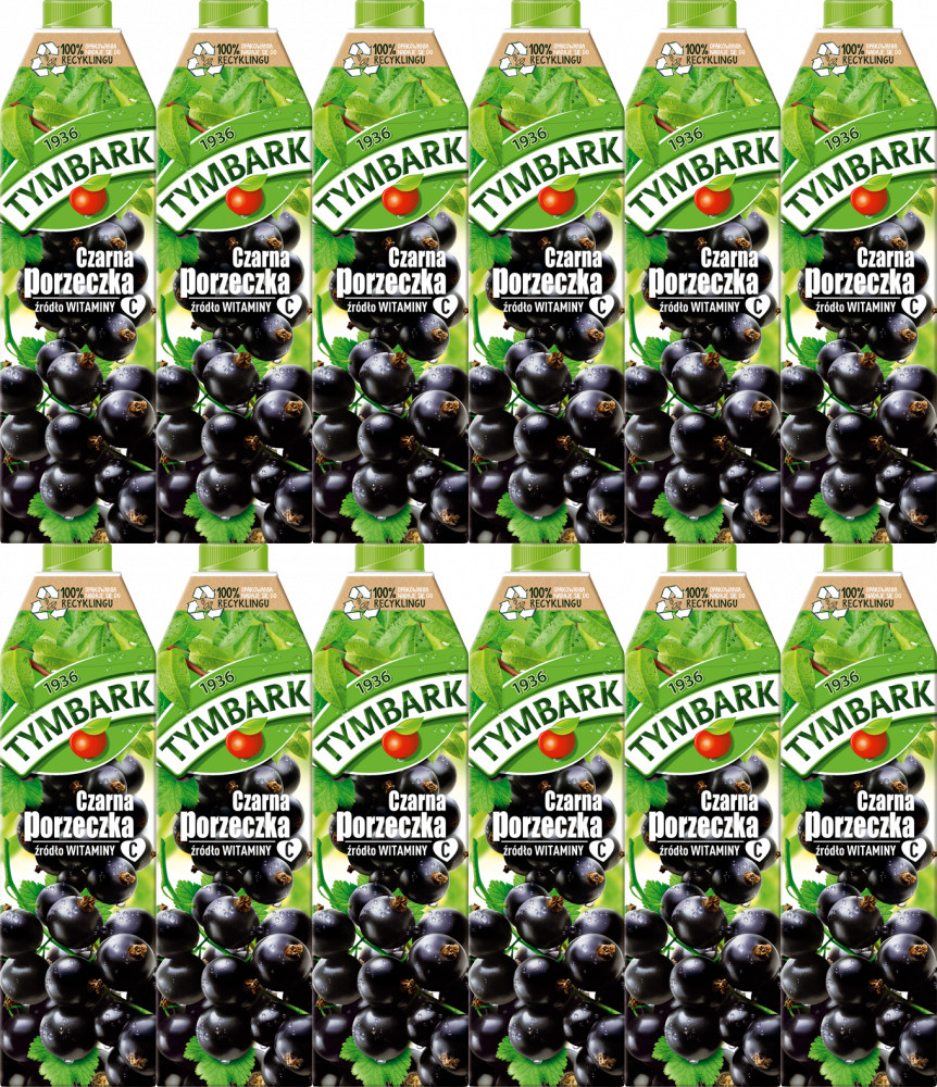 12x Napój czarna porzeczka Tymbark, karton, 1l