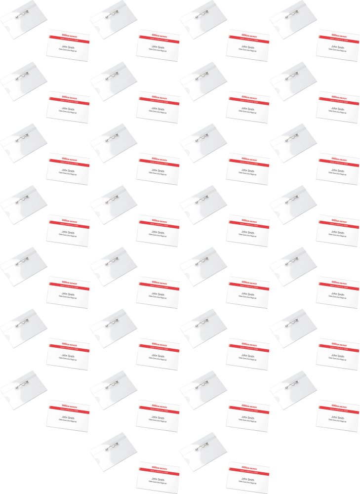 50x Identyfikator Office Depot, z agrafką, 90x60mm, przezroczysty