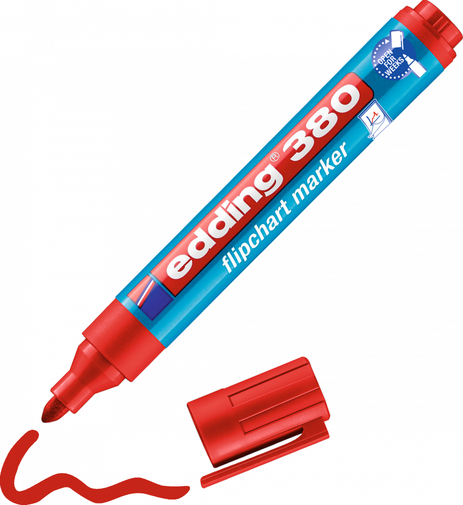 Marker do flipchartów edding 380, okrągła, 1.5-3mm, czerwony