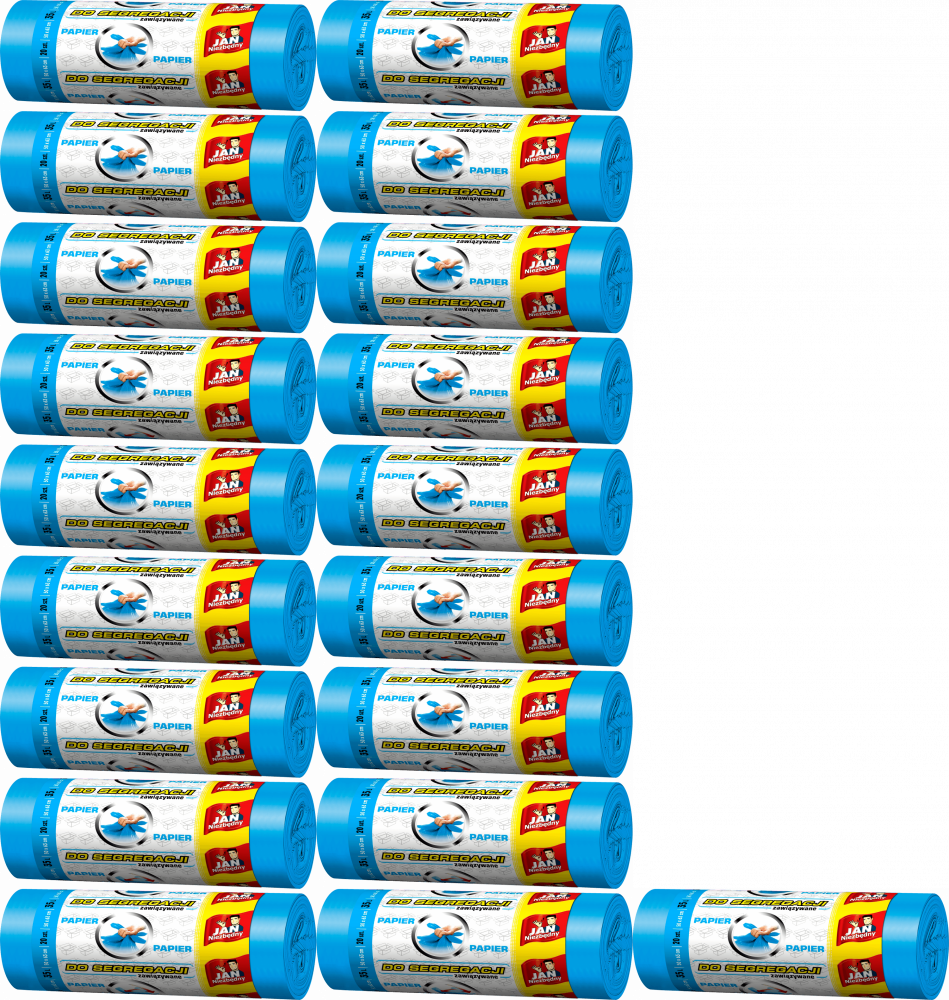 20x Worki na śmieci Jan Niezbędny, na papier, 35l, 20 sztuk, niebieski