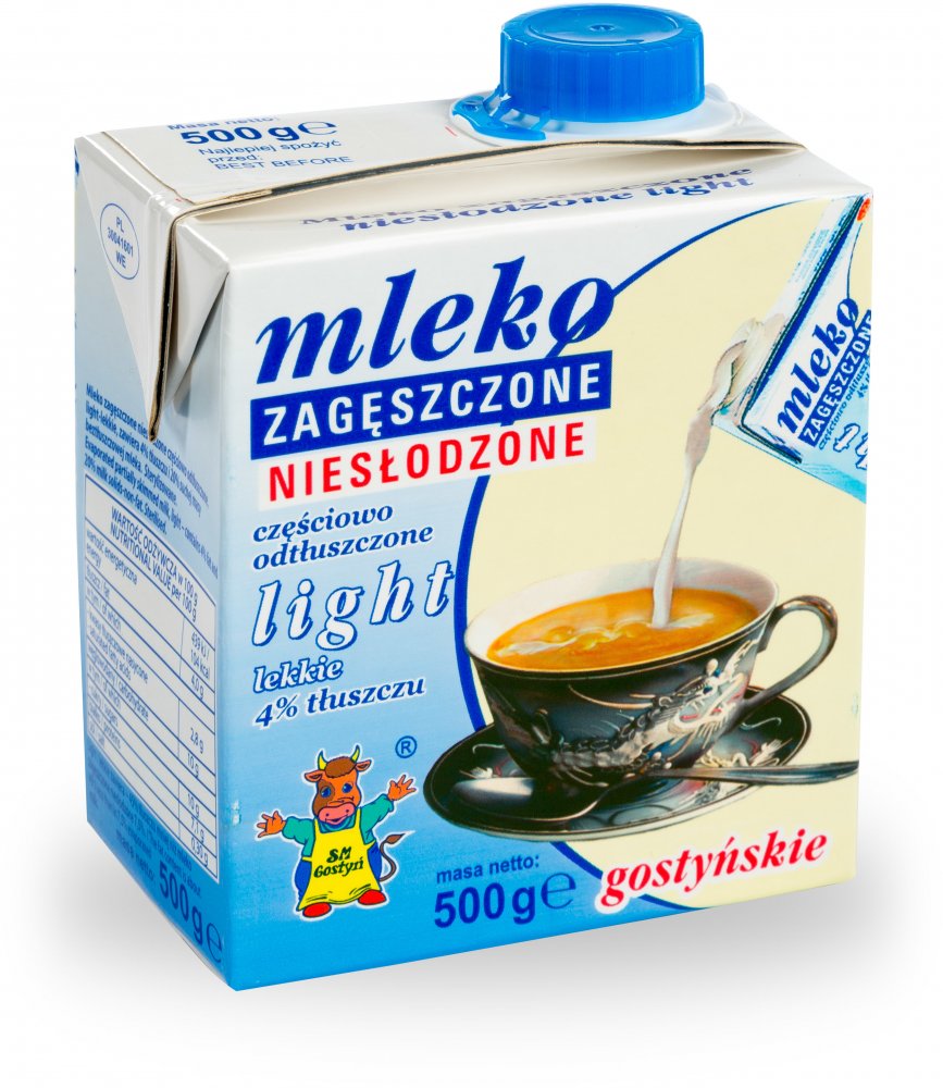 Mleko zagęszczone niesłodzone Gostyń, light, 4%, 500g