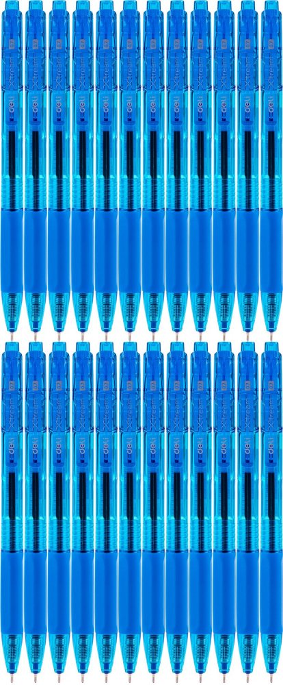 24x Długopis Deli Xtream, automatyczny, 0.7mm, niebieski