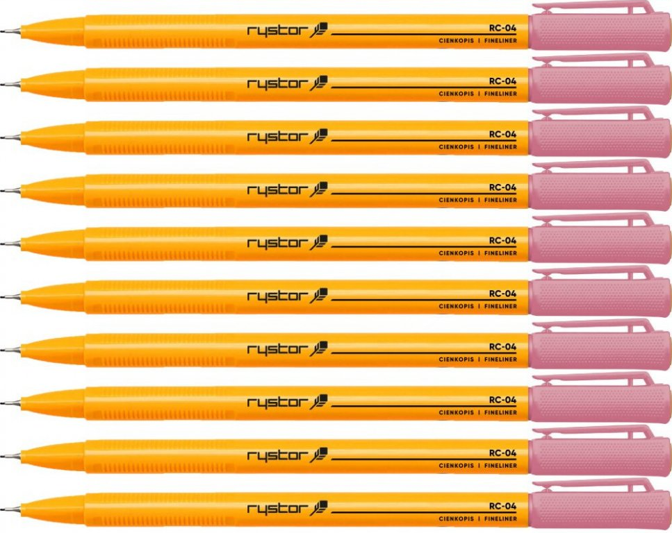10x Cienkopis Rystor, RC-04, 0.4mm, różowy
