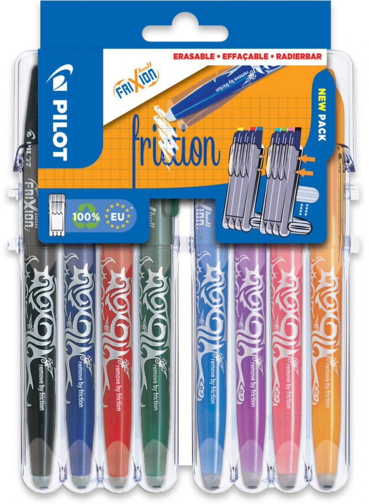 Pióro kulkowe wymazywalne Pilot Frixion Ball, 0.7mm, etui, 8 sztuk, mix kolorów