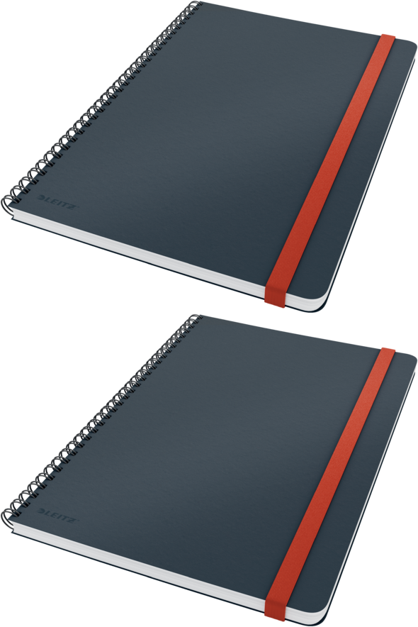 2x Kołonotatnik Leitz Cosy, B5, w kratkę, 80 kartek, okładka kartonowa, szary