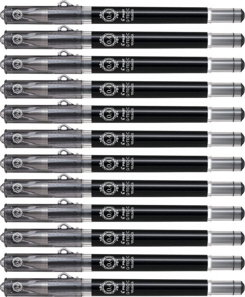 12x Długopis żelowy Pilot G-Tec Maica, 0.4mm, czarny