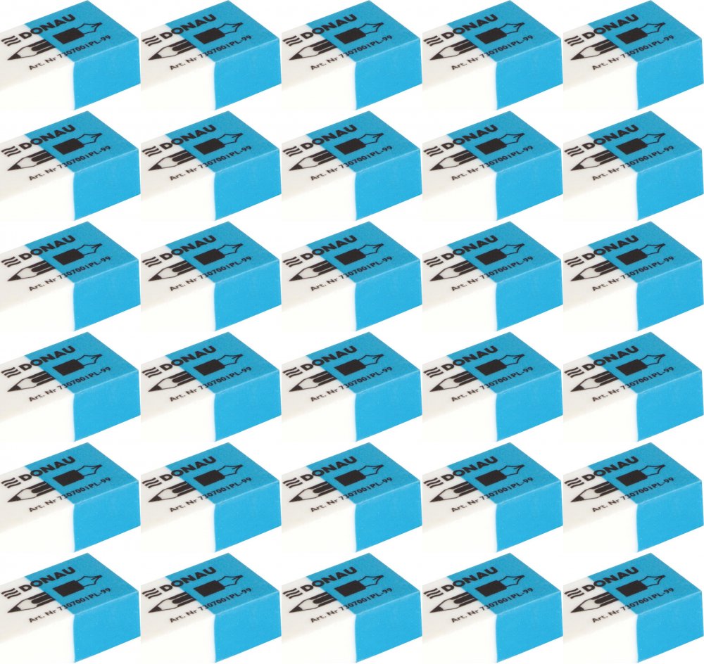 60x Gumka uniwersalna dwustronna Donau, 41x18x11mm, biało-niebieski
