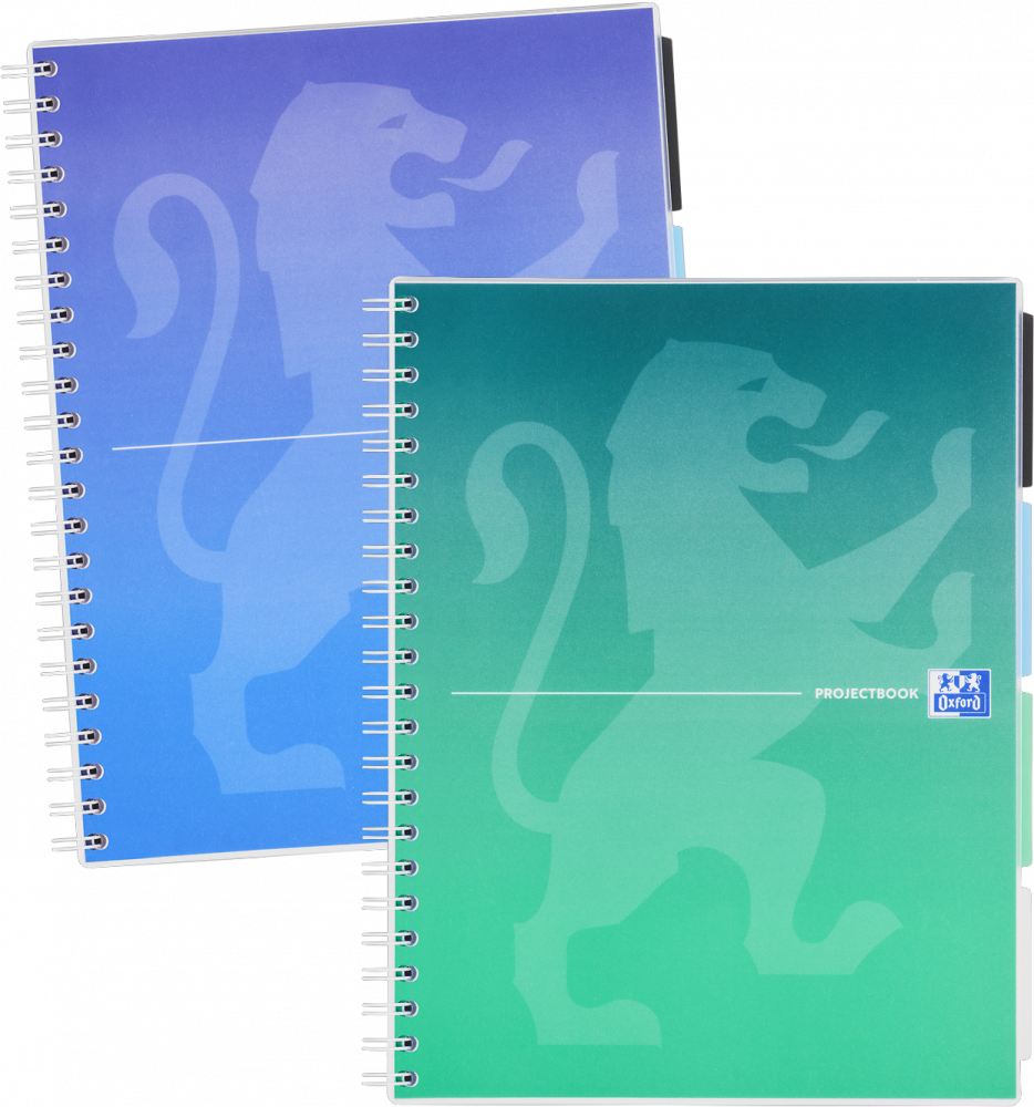 2x Kołonotatnik Oxford Gradient Projectbook, A4, w kratkę, 80 kartek, okładka PP, mix kolorów