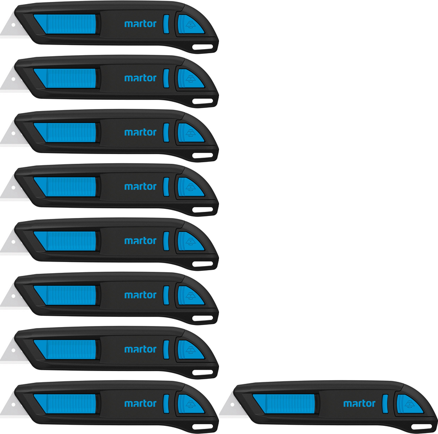 10x Nóż bezpieczny Martor Secunorm 300, z wymiennym ostrzem, czarny