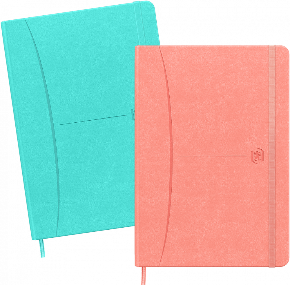 2x Notatnik w kratkę Oxford Signature, z gumką, A5, twarda oprawa, 80 kartek, mix kolorów pastelowych