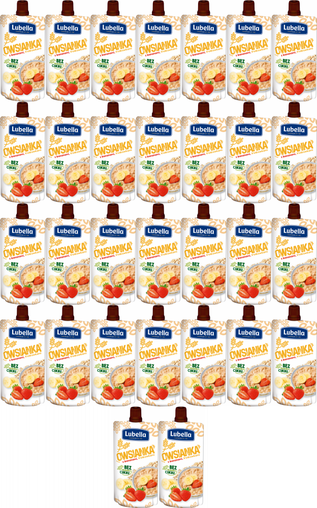 36x Mus owsianka Lubella, truskawka, banan, bez cukru, 100g