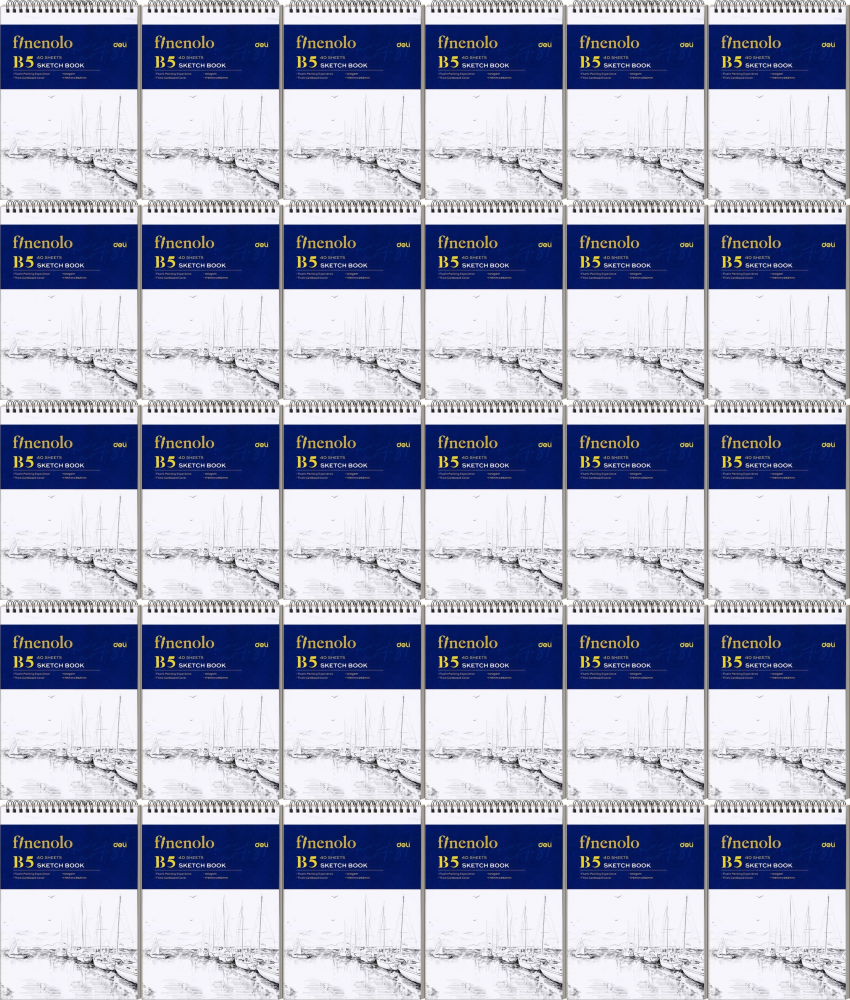 30x Szkicownik Deli Finenolo, na spirali, B5, 40 kartek, biały
