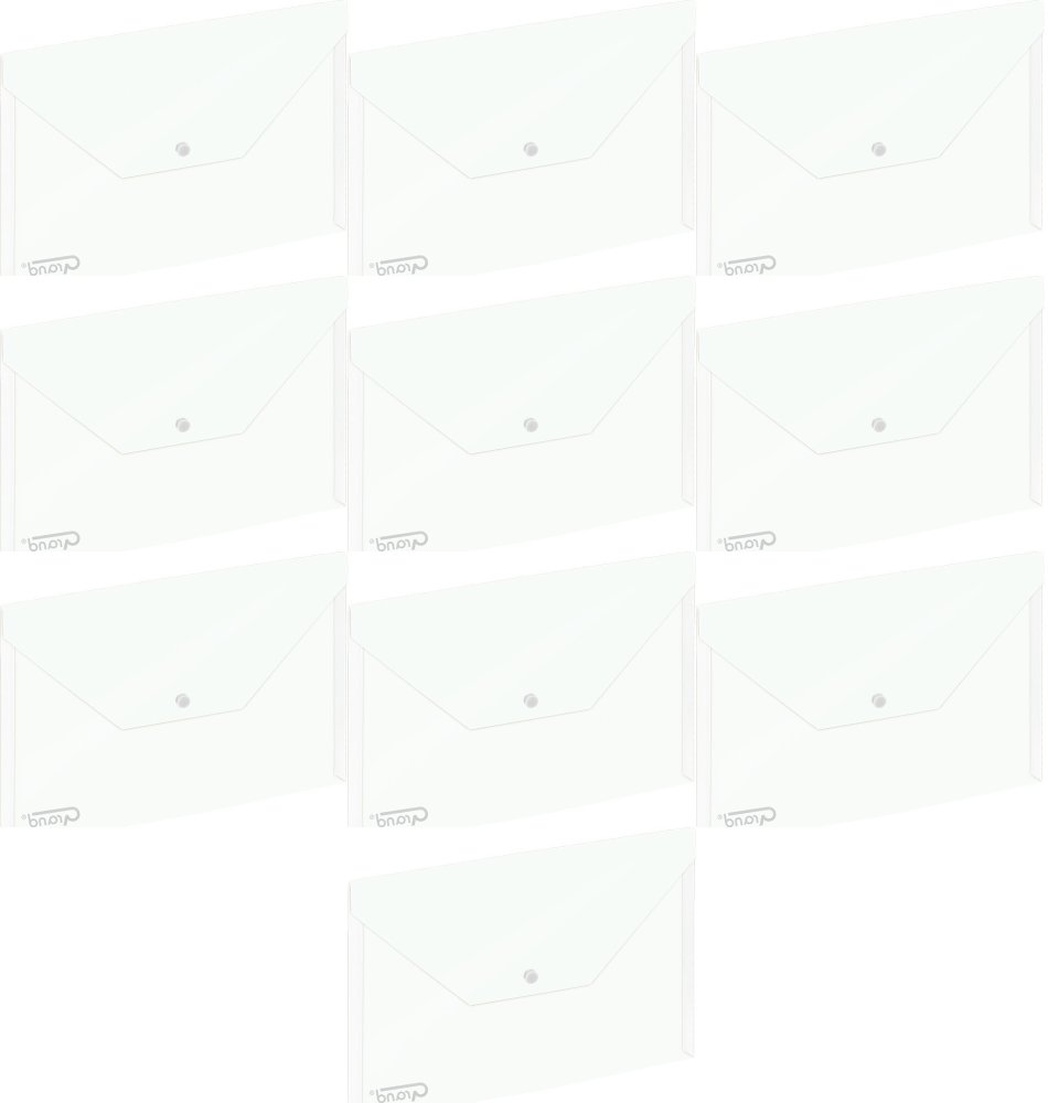 10x Teczka kopertowa Grand 9113, A4, na zatrzask, transparentny biały