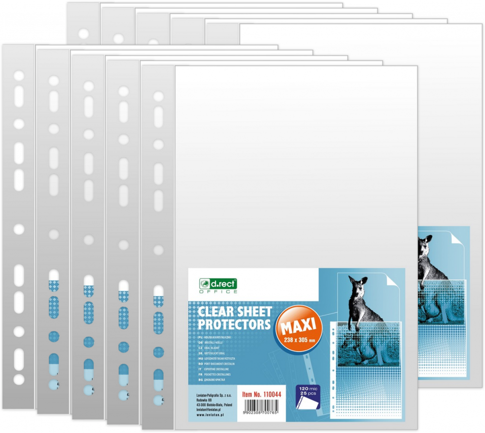 10x Koszulki krystaliczne D.Rect Maxi, A4, 120μm, 25 sztuk, transparentny