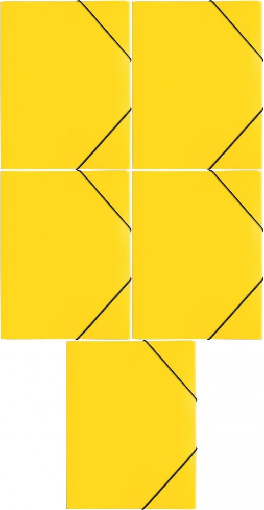 5x Teczka plastikowa z gumką Pagna, A4, 3 skrzydłowa, żółty