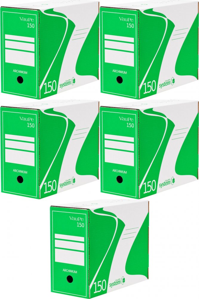 5x Pudło archiwizacyjne VauPe, do luźnych dokumentów, 150mm, zielony