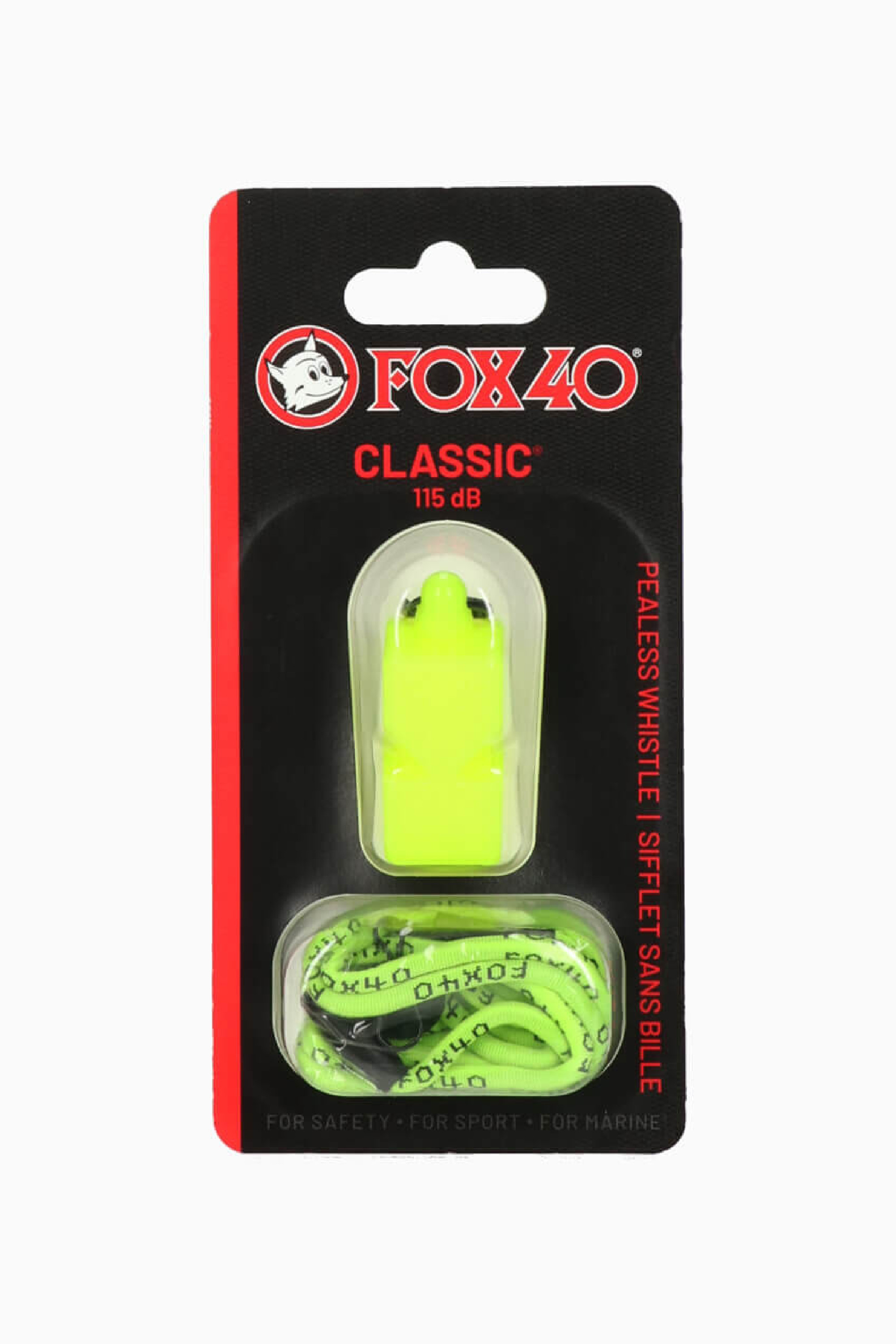 Gwizdek ze sznurkiem Fox40 Classic - Limonkowy