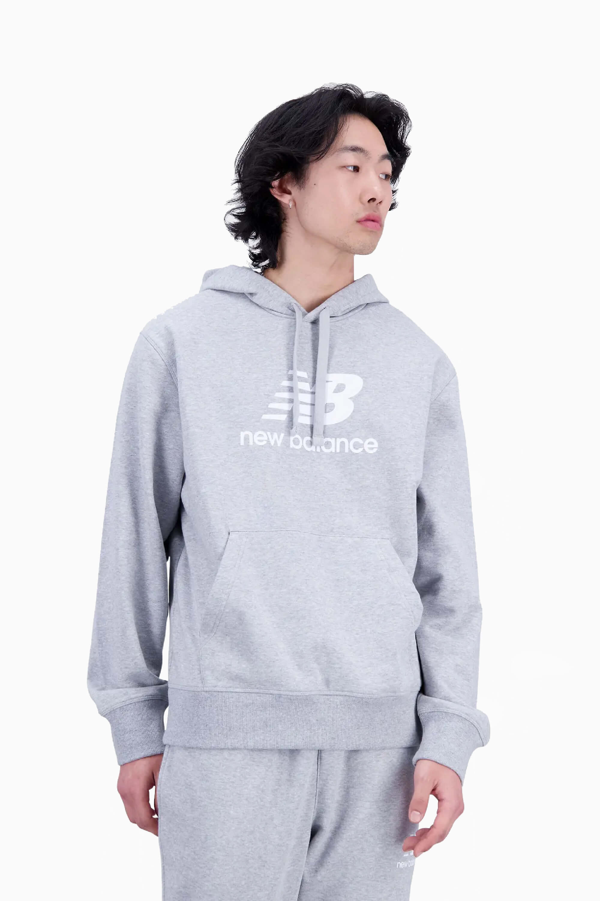 Bluza z kapturem New Balance Essentials Stacked - Szary