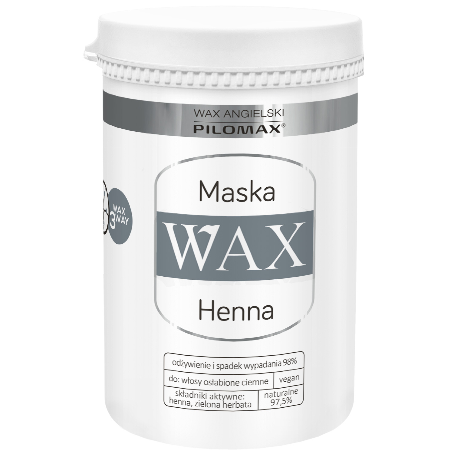 Pilomax wax naturclassic henna - regenerująca maska do włosów ciemnych, 480 ml