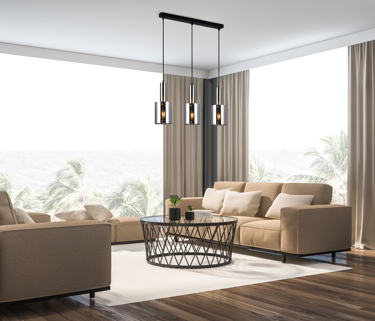 Italux Sardo lampa wisząca 3x40 W przydymiona-nikiel PND-5581-3-SC+SG