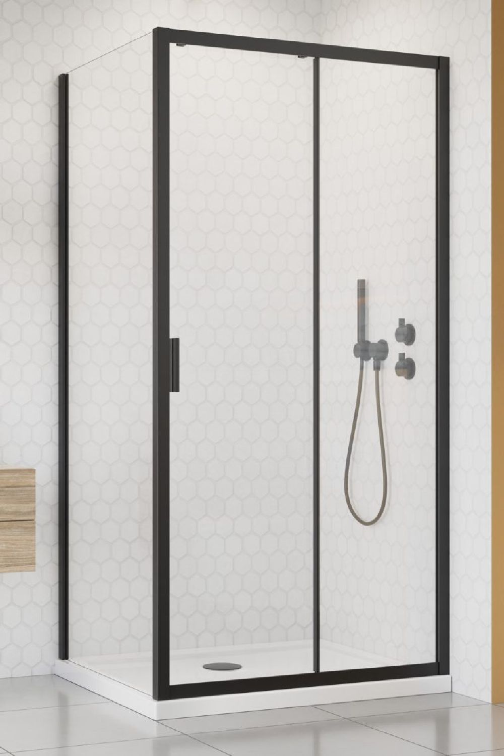 Radaway Alienta DWJ ścianka prysznicowa 90 cm czarny mat/szkło przezroczyste 10270090-54-01