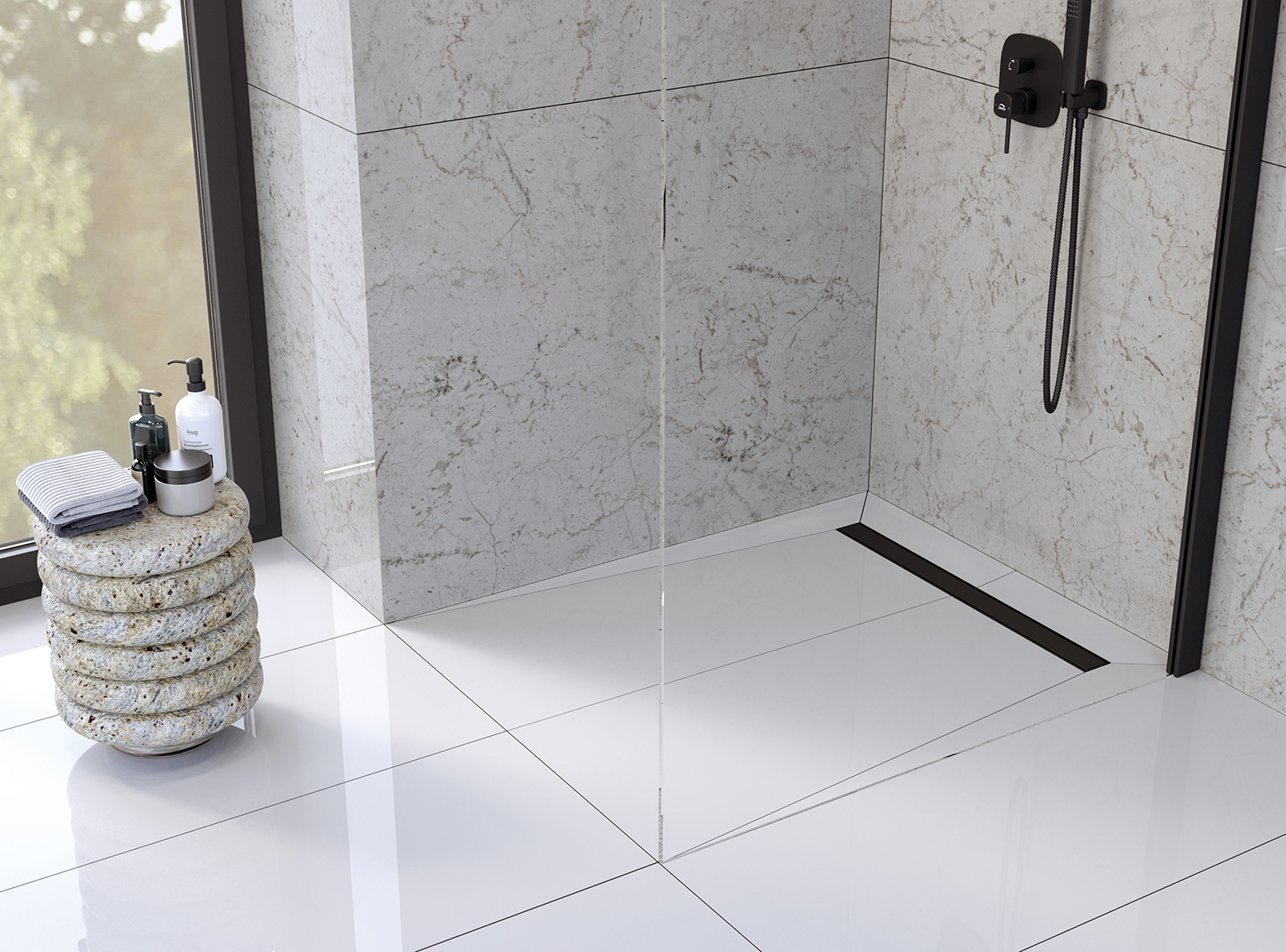 Laveo Basso odpływ liniowy 70 cm ruszt odwracalny czarny COB770D