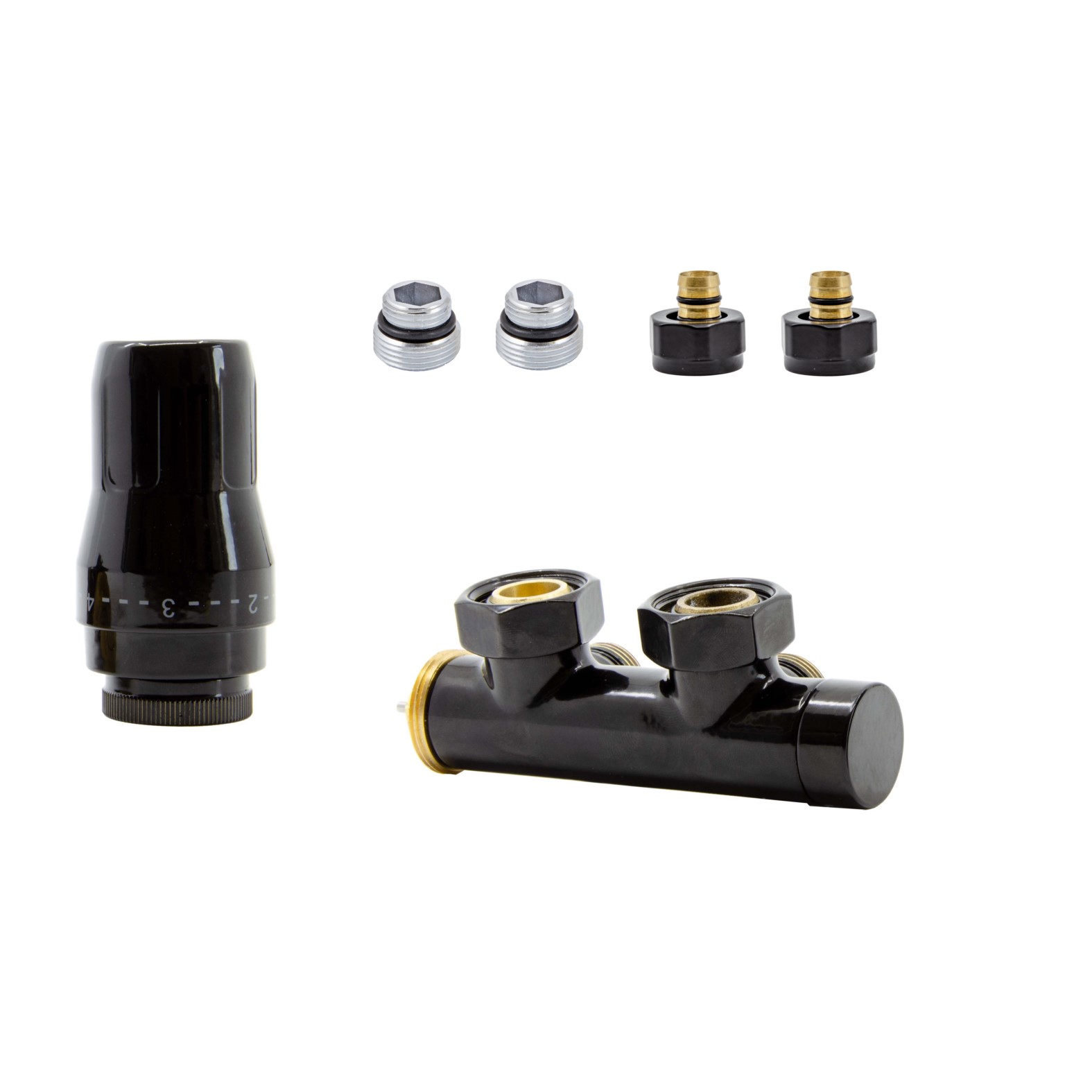 HeatBase Exclusive zestaw kątowy lewy/prawy złączki Pex czarny połysk HB02KLP-R9005