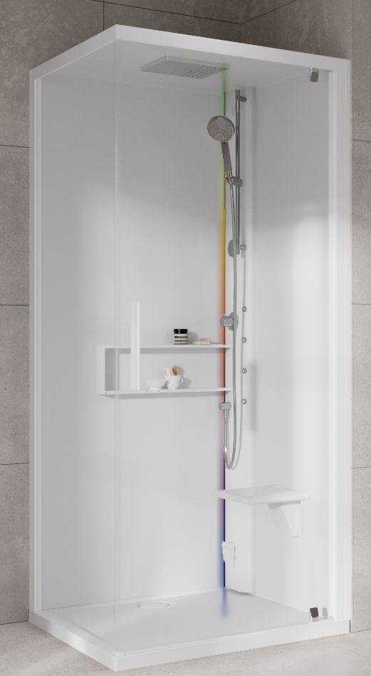 Novellini Glax 2 2.0 G+F kabina z hydromasażem 90 cm kwadratowa prawa parowa z brodzikiem total biała G22GF90DM5-1UU