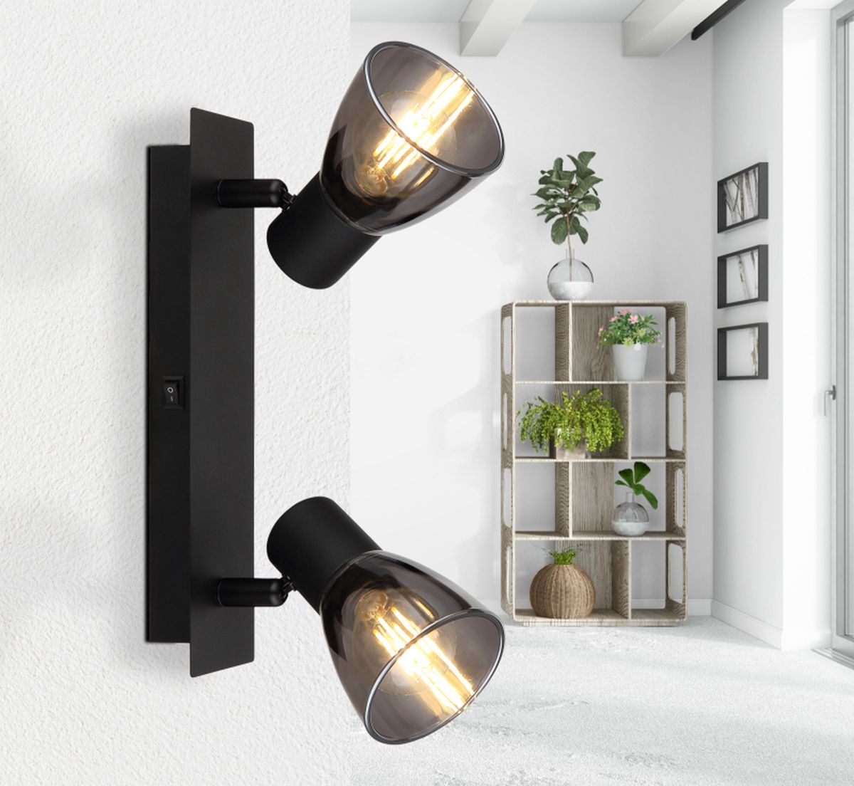 Globo Lighting Claude kinkiet 2x40W czarny mat/przydymiony 54307-2