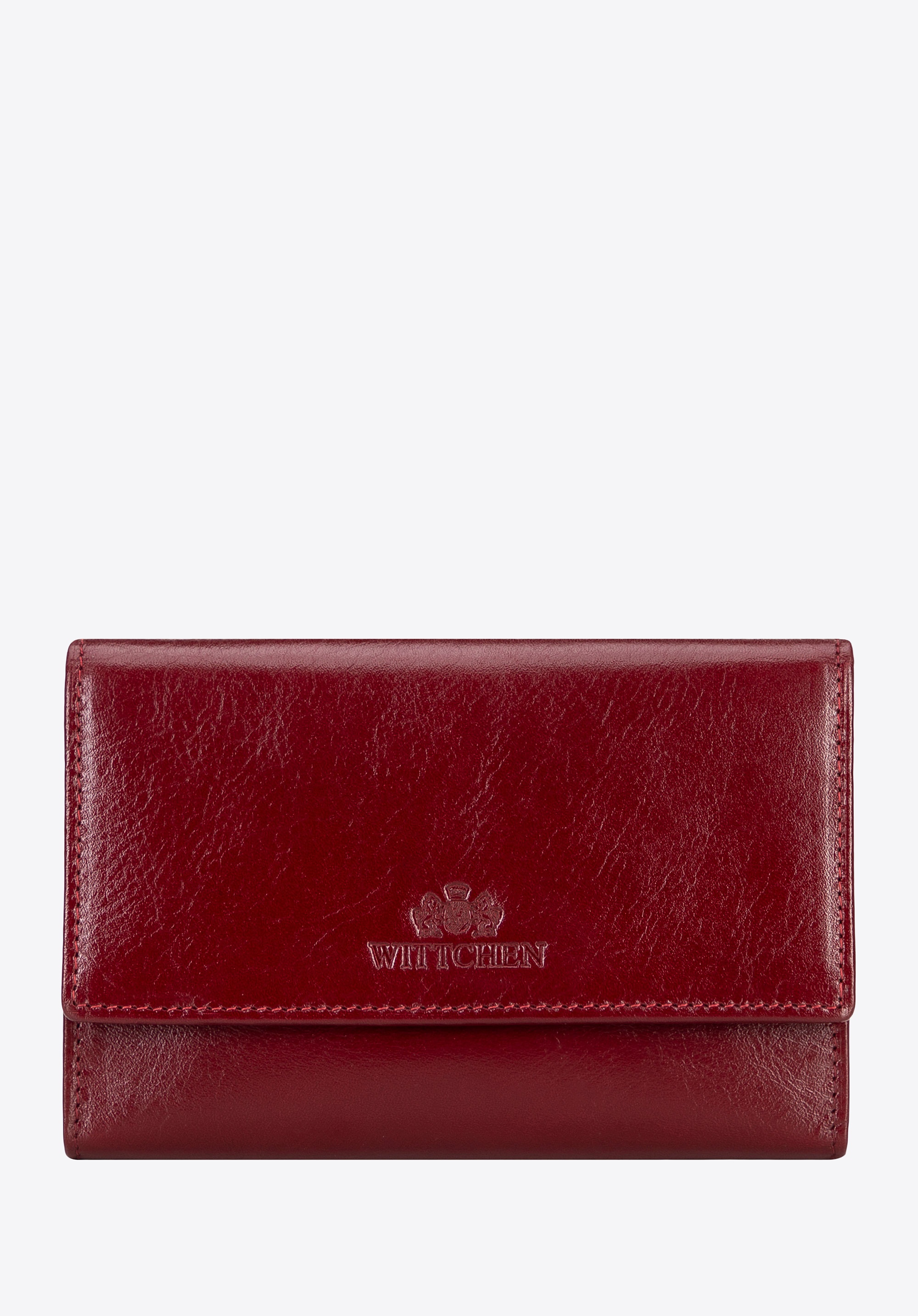 Damski portfel z gładkiej skóry duży czerwony