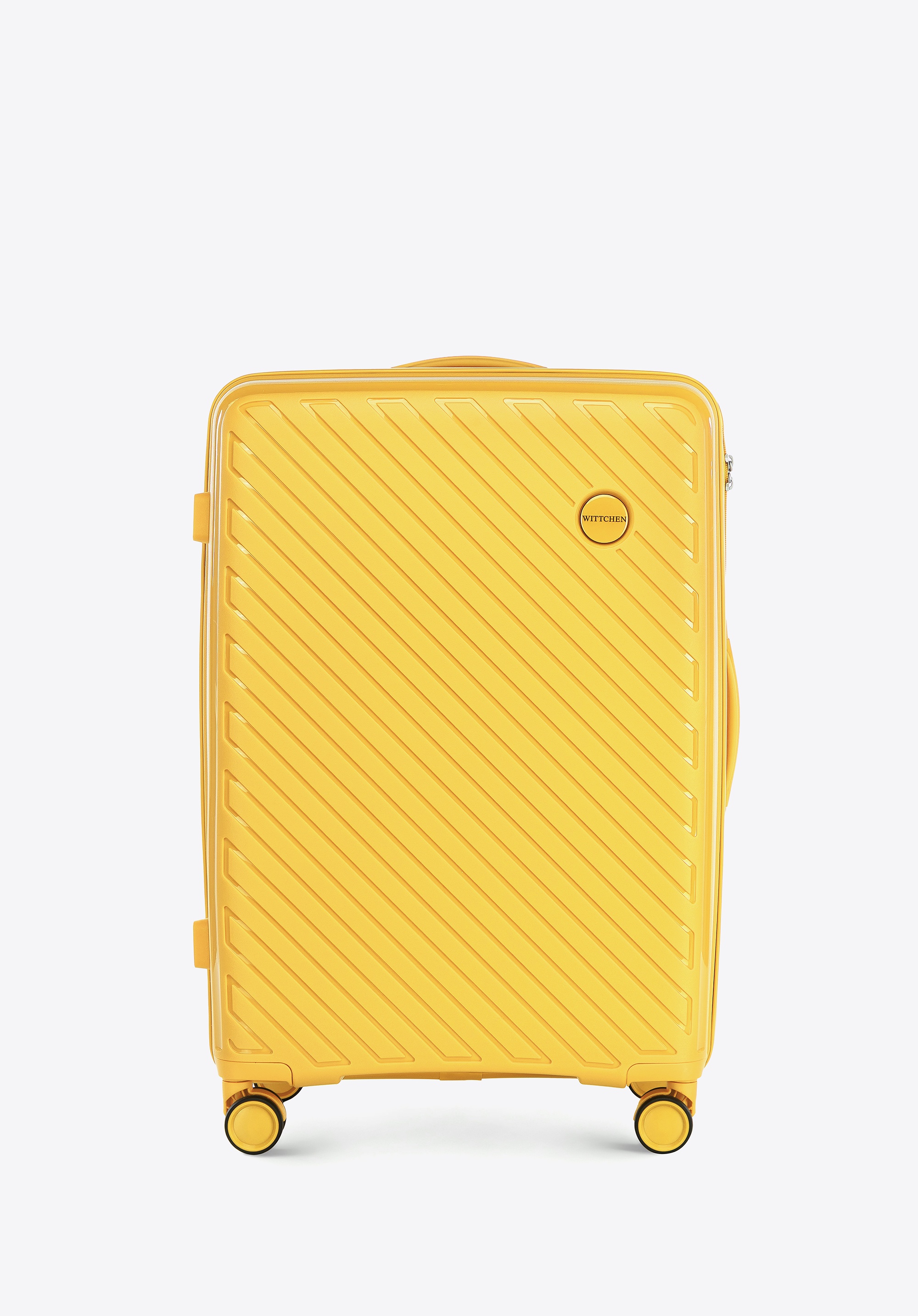 Średnia walizka z polipropylenu w tłoczone paski żółta