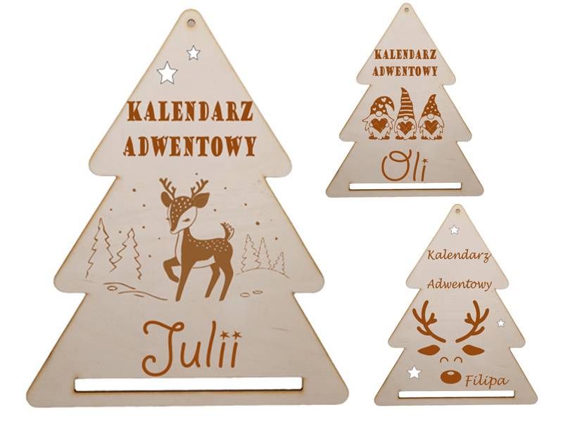 Kalendarz adwentowy tabliczka choinka grawer personalizacja IMIĘ