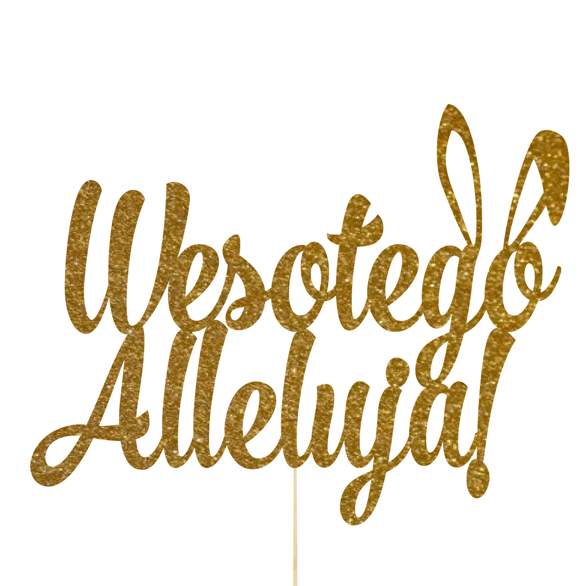 Topper dekoracja wielkanocna Wesołego Alleluja na bok pik do babeczki prezentu lub bukietu drewno złoty