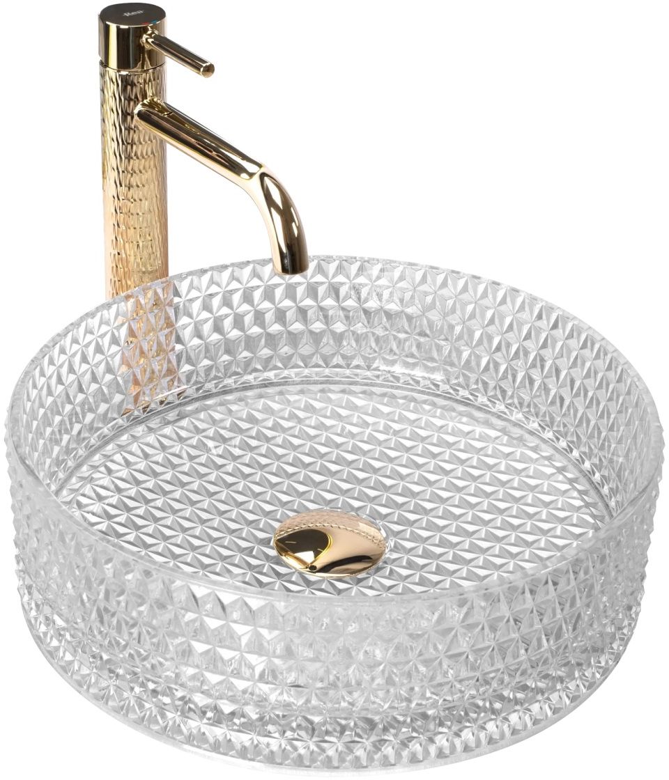 Darmowa Dostawa - Umywalka 35.5x35.5 cm okrągła nablatowa Rea Cristal REAU9670