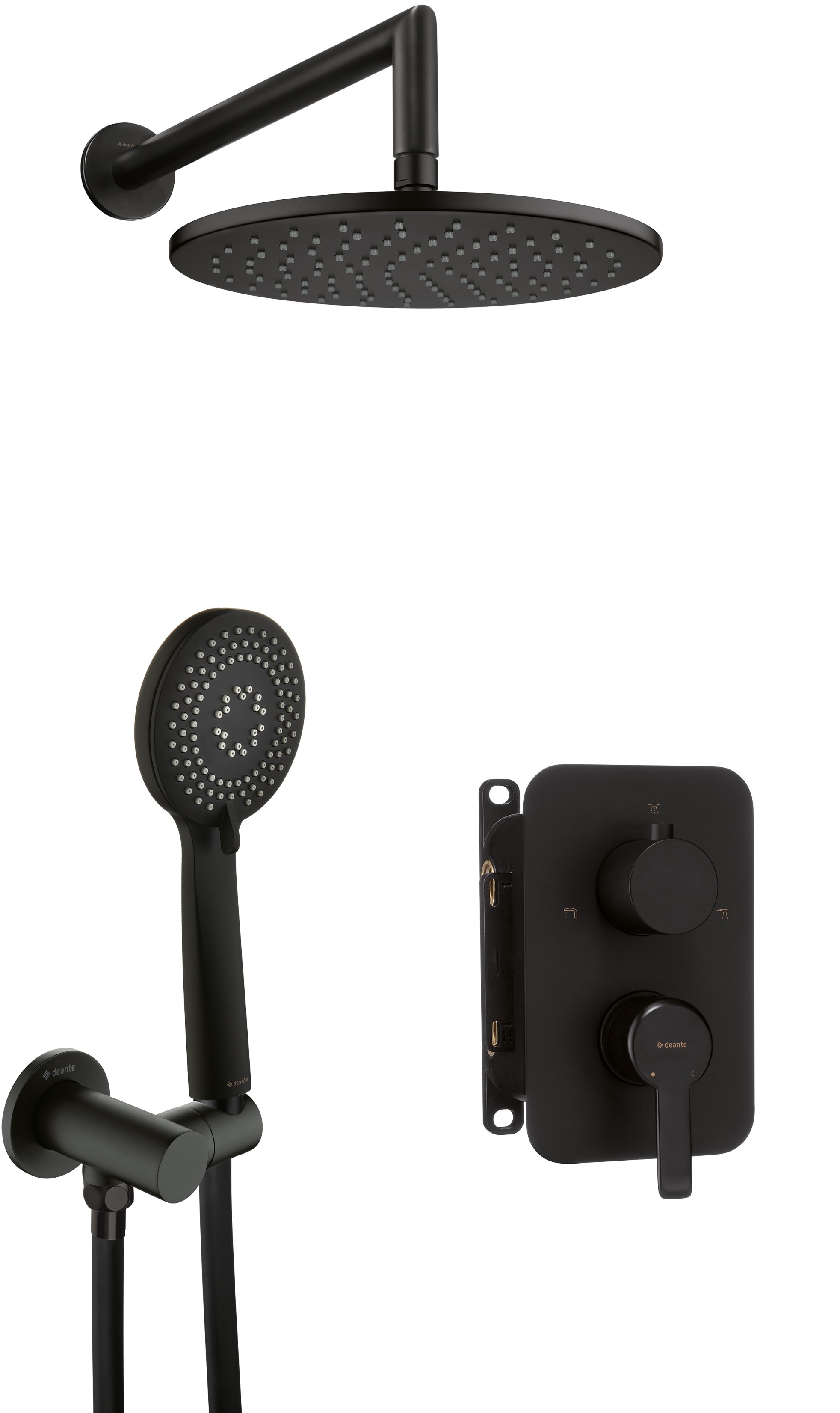 Darmowa Dostawa - Zestaw prysznicowy podtynkowy z deszczownicą czarny Deante Arnika BXYZNQAM